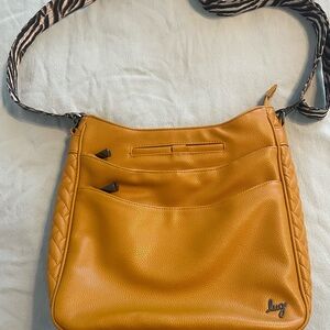 lug Cable Car Mustard Yellow Shoulder Bag with Braided Trim